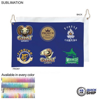 48Hr Quick Ship - Colored Velour Terry Cotton Blend Golf Towel, Finished Size (12"x18")