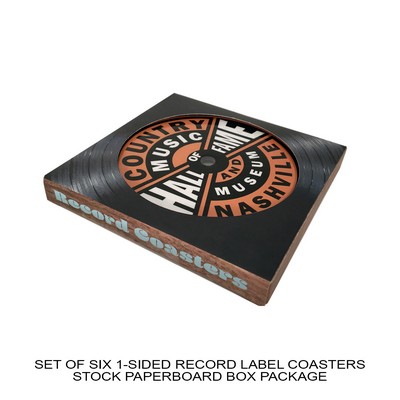 1-Sided Record Label Coasters - Set of 6 - Stock Paperboard Box (Stock Art On Box)