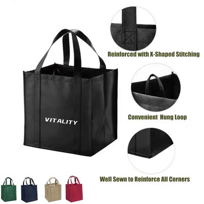 Heavy Duty Grocery Tote Bag with Reinforced Bottom Handles