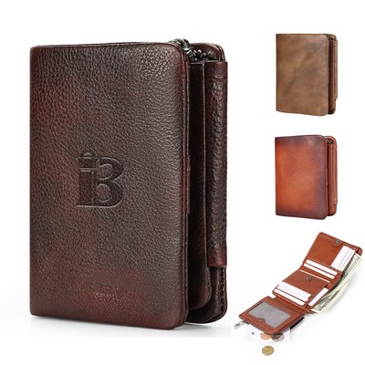Genuine Leather Mens Slim Wallet