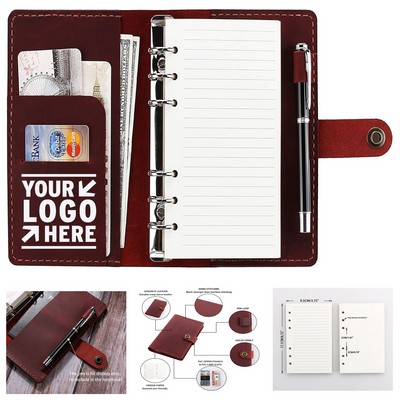 7.48 x 4.73" 80 Pages Blank A6 Leather Spiral Notebook
