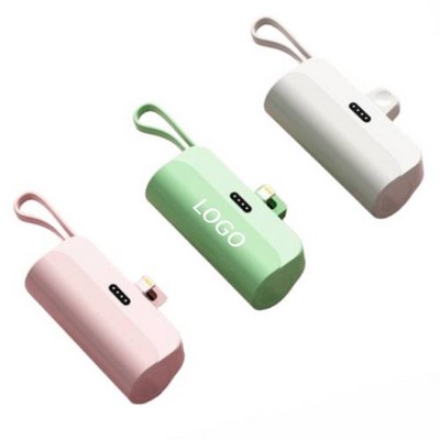 2" 1 Pocket Keychain Emergency Powerbank Built In Cable