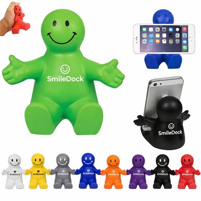 4" Squeezable Smile Face Guy Phone Holder & Squeezable Stress Reliever