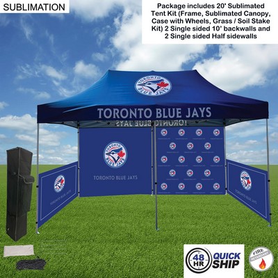 48 Hr Quick Ship - Full Tent Package 1, 20' Sublimated Tent, 2 10' Backwalls, 2 Half Sidewalls