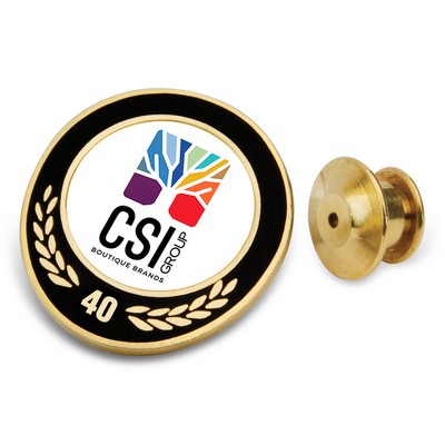40 Years Milestone Lapel Pin W/ Color Medallion