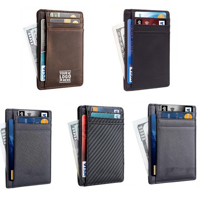 Ultra Thin Wallet Minimalist Leather RFID Blocking