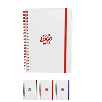 White Spiral Notebooks with Elastic Band