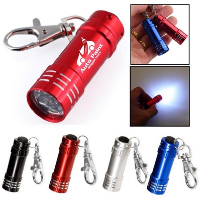 Mini Aluminum LED Flashlight with Key Clip