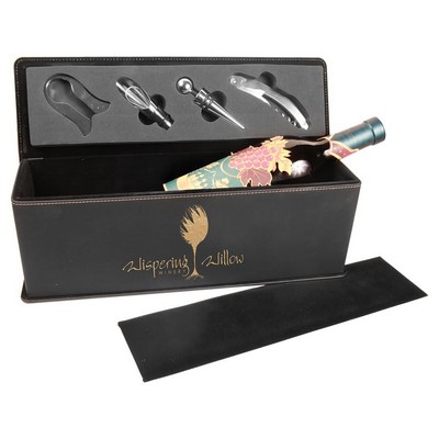 Leatherette Single Bottle Wine Box with Tools