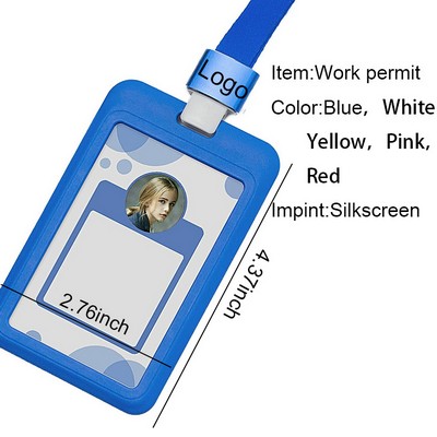 Custom Double Sided Transparent Employee ID Card Holder w/Lanyard