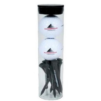 2 Ball Tube with 12 Golf Tees - Custom Imprint