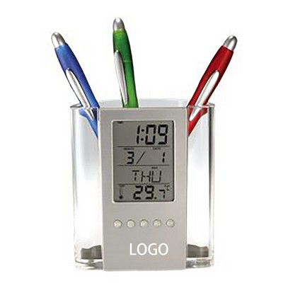 Multifunction Digital Pen Holder with Clock and Calendar