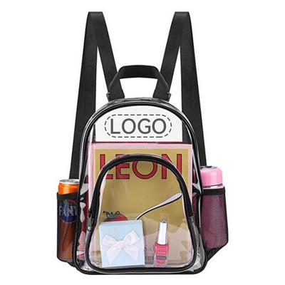 12" Transparency Plastic Backpack w/Mesh Pocket and Shoulder Girdle