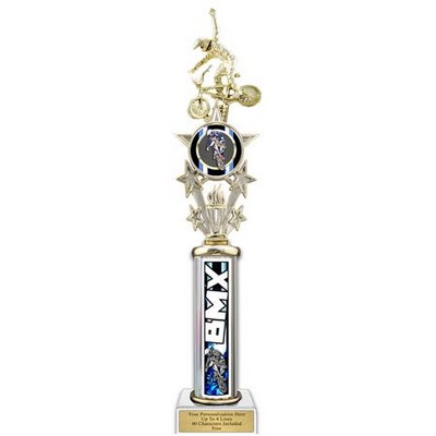 20" Action Matrix Blue Bmx Blue 1 Column Silver Trophy