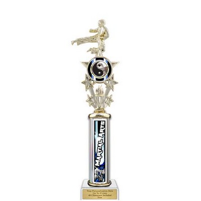 20" Action Matrix Blue Martial Arts 1 Column Trophy