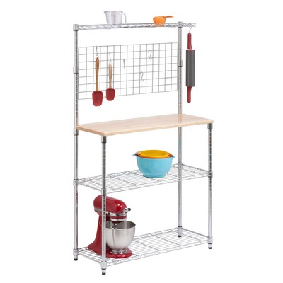 Honey-Can-Do Chome 4-Tier Baker's Rack W/ Hanging Grid Storage