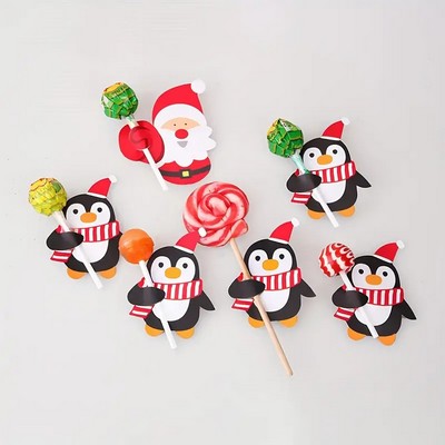 Christmas Penguin and Snowman Cartoon DIY Lollipop Gift Decoration Cards 50pcs
