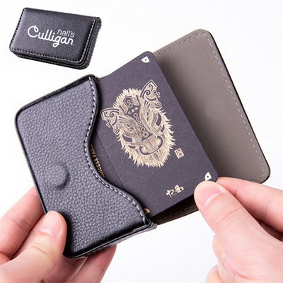 RFID Blocking Wallet - Minimalist Leather Business Credit Card Holder