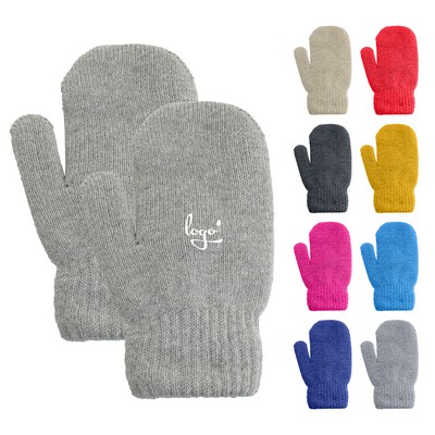 Winter Knit Mittens Gloves With Thermal Fleece Lining
