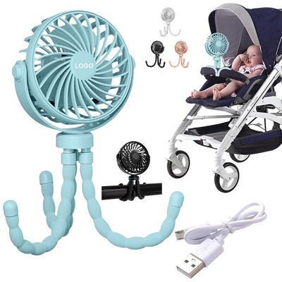 360° Rotatable Rechargeable Mini Octopus Handheld Fan Stroller Fan