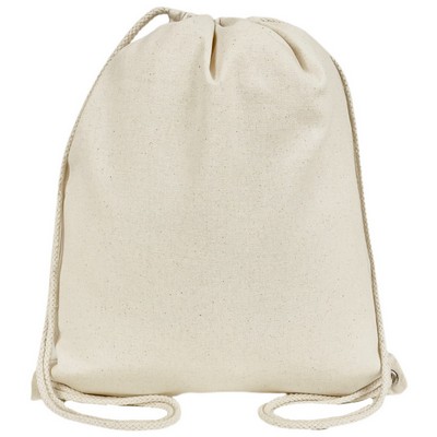 Blank Sports 7 oz Canvas Drawstring Bag | Travel Gym Hiking Event Cinch Natural (14x17)