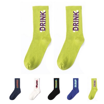 Unisex Knitted Athletic Socks W/ Jacquard Custom Logo