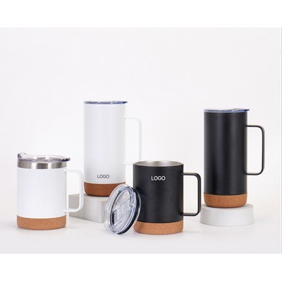20 Oz./12 Oz. Business Thermal Mug 304 Stainless Steel Office Coffee Cup with Cork Base and Handle