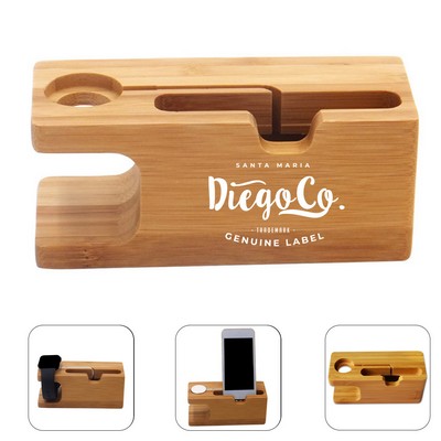 Bamboo Dual Device Charging Stand