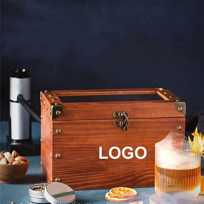 Wooden Cocktail Smoker Organizer Box