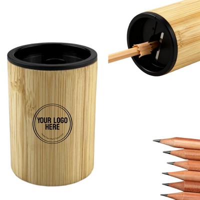 Eco Bamboo Pencil Sharpener with Lift-Off Lid