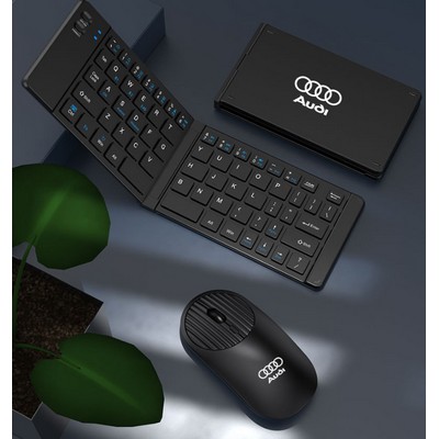 Portable BT Wireless Foldable Keyboard with BT 2.4G Wireless Mouse