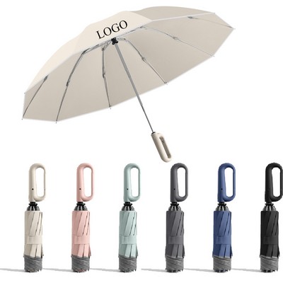 Ring Buckle Fully Automatic Umbrella With Reflective Safety Strip
