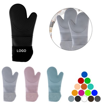 Silicone Oven Mitts, Heat Resistant Baking Gloves Non-Slip Grip Oven Gloves with Soft Cotton Lining
