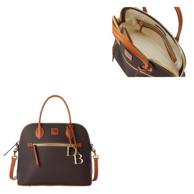 Dooney & Bourke Brown Tmoro Pebble Grain Large Domed Satchel Bag