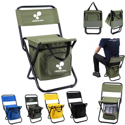 Folding Camping Chair Stool With Cooler Bag