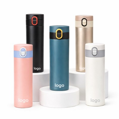 13.5 oz Slim Vacuum Insulated Stainless Steel Bottle With Push Button Lid - 5 colors | AleAqua