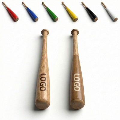Solid Wood Baseball Bat with Crafted Wood Ring and Ergonomic Grip