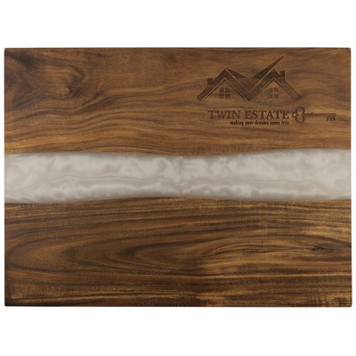 Acacia and White Pearl Resin Cutting Board