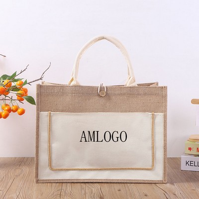 Cotton Stylish Shopping Pocket Jute Tote Bag