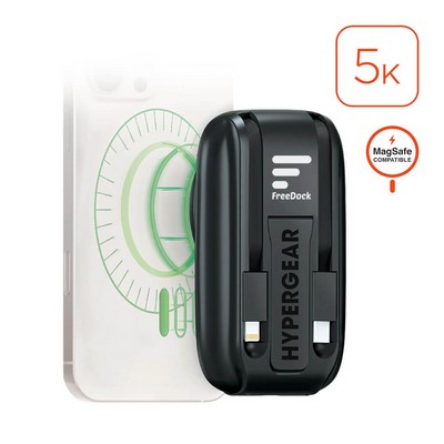 Hypergear 5,000mAh Mag Grip Go Wireless Power Bank with Built-In Cables