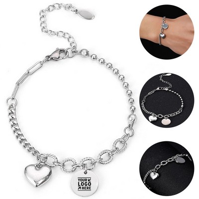 Elegant Heart Coin Bracelet
