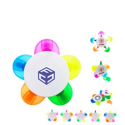 Five Color Flower Shaped Highlighter Pen