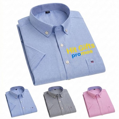 Men's Cotton Oxford Plaid Short Sleeve Shirt