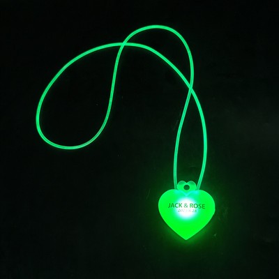 Remote-Controlled LED Glowing Heart Necklace 15-Color Changing Romantic Heart Pendant Wireless