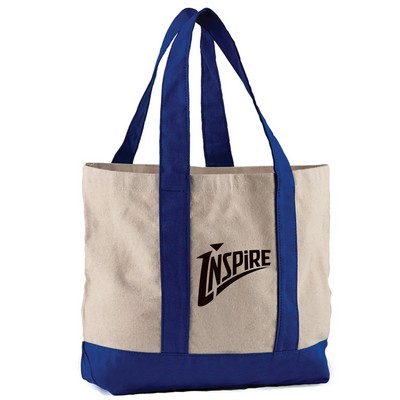 10 Oz. Cotton Canvas Striped Tote Bag - 13" x 17.75"