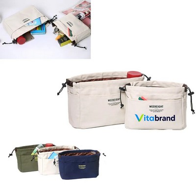 Drawstring Canvas Pouch Travel Cosmetic Storage Bag