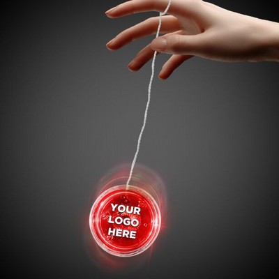 2" Pad Printed Light-Up Red & Clear Yo-Yo w/Red LED(Pad Print)