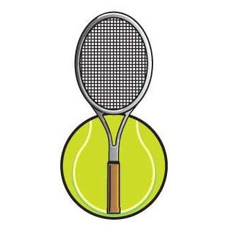 Tennis Ball And Racket Magnet w/ Full Magnetic Back (8 Square Inch)