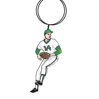 Baseball Player Key Chain w/Clear Mirrored Back (6 Square Inch)