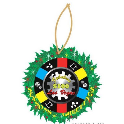 LV $100 Poker Chip Promotional Wreath Ornament w/ Black Back (4 Square Inch)